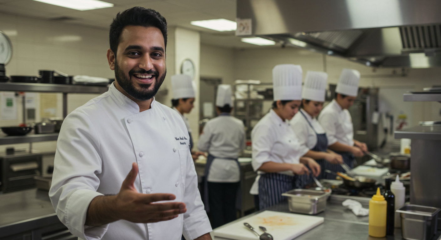 Smiling chef welcoming you to Auris